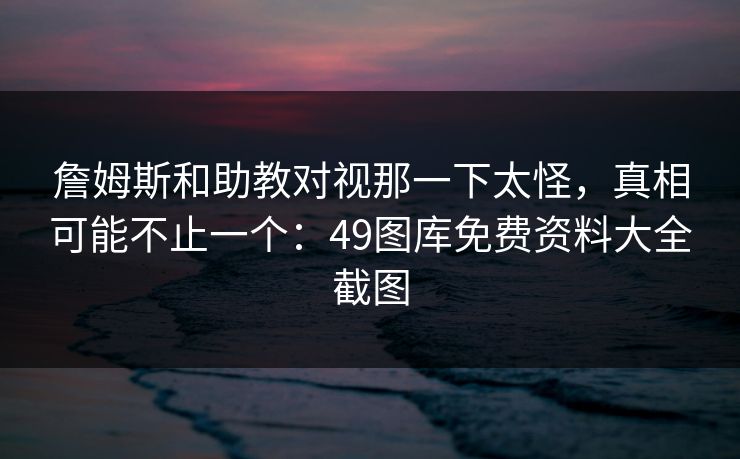 詹姆斯和助教对视那一下太怪，真相可能不止一个：49图库免费资料大全截图