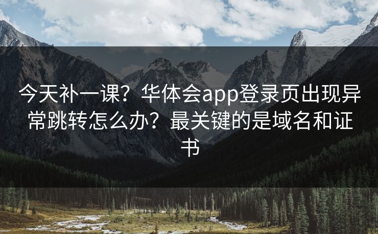 今天补一课？华体会app登录页出现异常跳转怎么办？最关键的是域名和证书