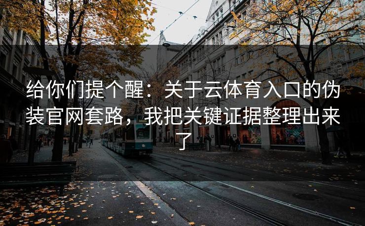 给你们提个醒：关于云体育入口的伪装官网套路，我把关键证据整理出来了