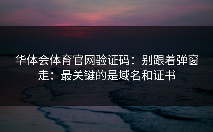 华体会体育官网验证码：别跟着弹窗走：最关键的是域名和证书