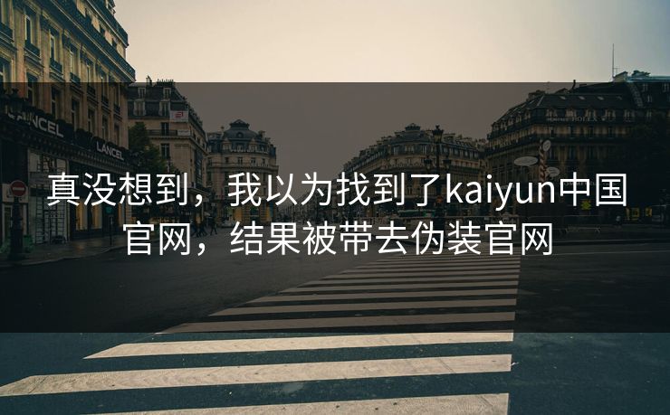 真没想到，我以为找到了kaiyun中国官网，结果被带去伪装官网