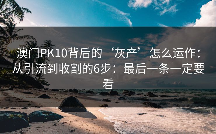 澳门PK10背后的‘灰产’怎么运作：从引流到收割的6步：最后一条一定要看